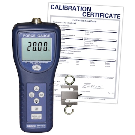 Reed Instruments REED SD-6100 Data Logging Force Gauge, 220 lbs 100 kg, includes ISO Certificate SD-6100-NIST
